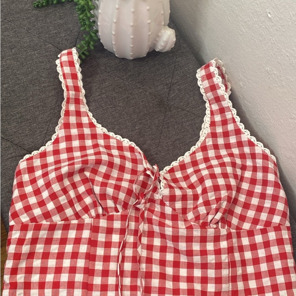 Red and White Gingham Top